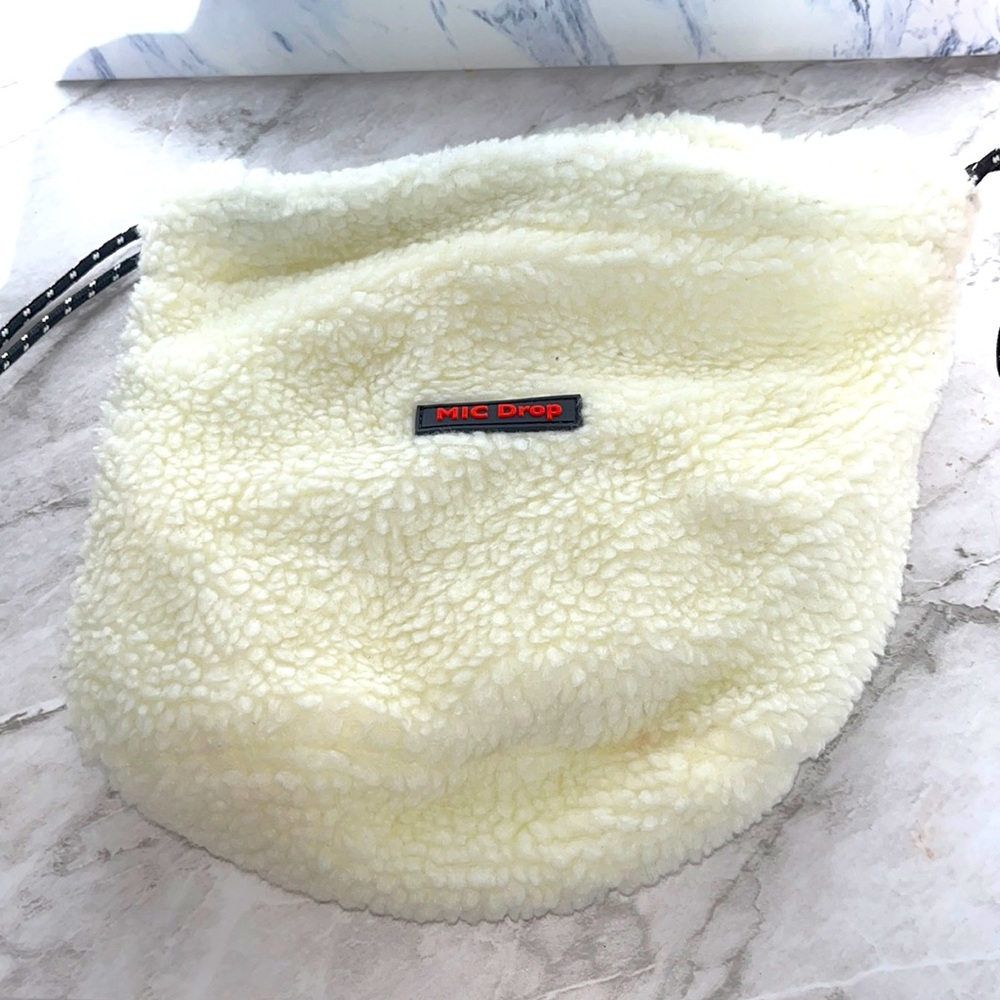 NEW BTS mic drop white Sherpa pouch bag